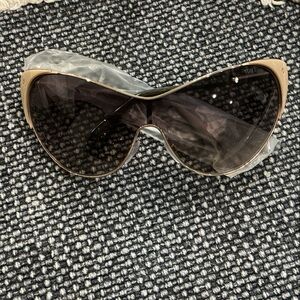 Tom Ford Gold Frame Shield Sunglasses with Dark Lenses